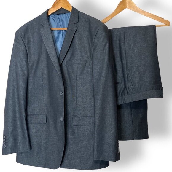 Eleganza by Giorgio Sanetti Suit 44R Jacket Pants 36R Dark Blue Sheen 2 Button - Picture 14 of 14